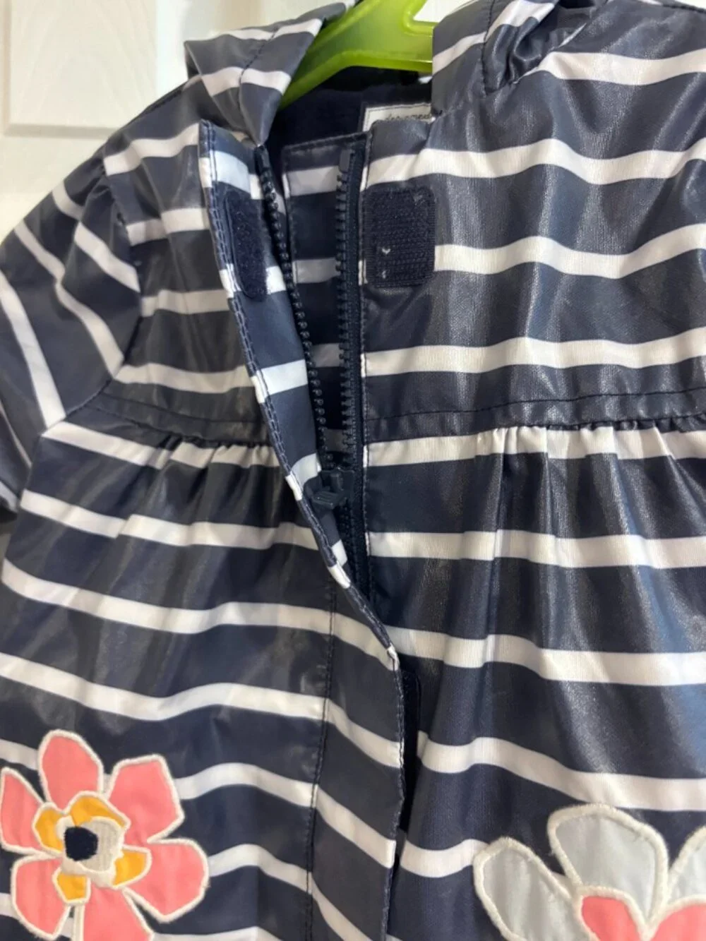 Gymboree Striped Floral Fleece Lined Rain Jacket w/ Hood 18-24m
